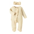thumbnail image 2 of AherBiu Baby Boys Girls Clothes Rompers Bodysuits Infants Long Sleeve Ruffle Fall Zip up Crewneck Jumpsuits Solid Color Casual Outfits, 2 of 9