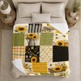 thumbnail image 5 of Autumn Sunflower Pumpkin Patchwork, Festive Holiday Scene, Warm Flannel Blanket for Ranch House and Living Room, Art Lovers Thanksgiving Gift, Festive Home Decor, 5 of 9