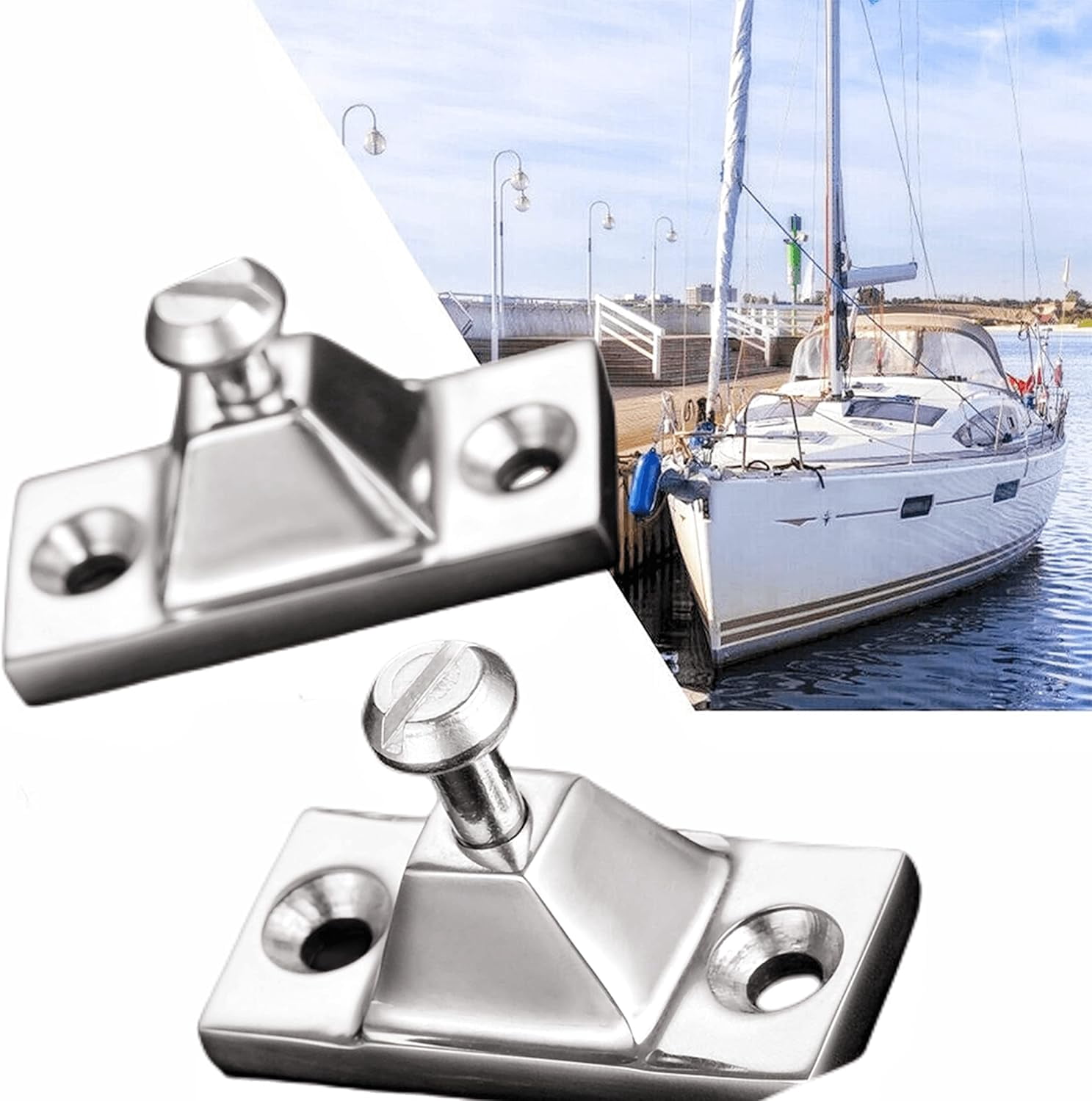 ABCISI Pair of Marine Grade 316 Stainless Steel Side Mount Deck Hinge, Pyramid-Shape Base for Bimini Tops Screws Hardware, Fittings Marine Kayak Canoe Boat Cover Bimini Sprayhood Hardware Accessories