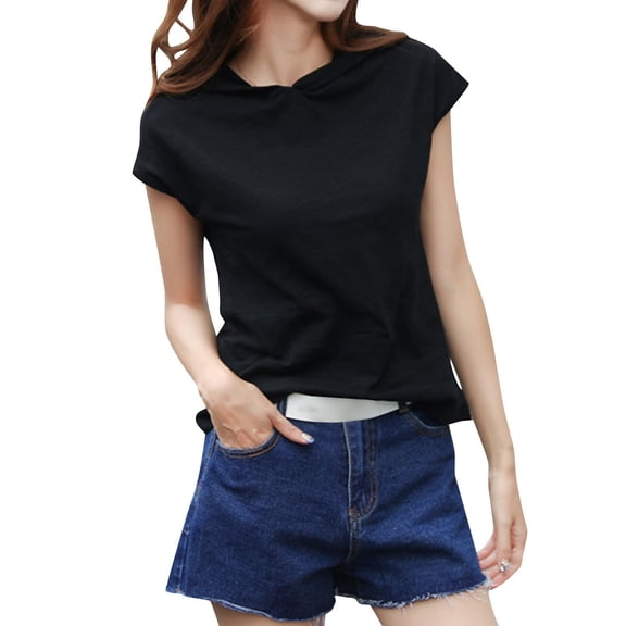 Mittory Womens Cap Short Sleeve Shirts Hoodies Lightweight Pullover Tops Summer Casual Loose Soft Tunic Blouses