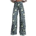 thumbnail image 3 of TaTaai Womens Solid Color Faux Denim Pants with Pockets Button Front Zip Closure Casual Printed Straight Leg Trousers for Summer Daily Wear Gift, 3 of 6