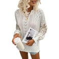 thumbnail image 4 of FOCUSNORM Chandail Creux pour Femmes, Tricot Rond Uni Col Rond, 4 of 9