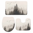 thumbnail image 2 of Watercolor Forest Bird Bathroom Rugs Set Retro Obscure Landscape Non Slip Absorbent Soft Bath Mats 3 Piece Set with Bathroom Rug, U-Shaped Floor Mat, Toilet Seat Cover Large Size, 2 of 9