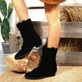 thumbnail image 3 of Fold Over Cowboy Boots for Women Suede Pointed Toe Low Heel Pull on Fall Winter Cowgirl Booties, 3 of 7