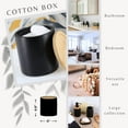 thumbnail image 6 of Sleek Matte Black Cotton Swab Holder with Natural Bamboo Lid - Polyresin Bathroom Accessory, 6 of 6