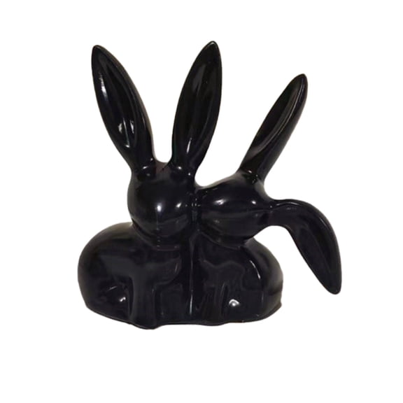 Taotanxi Golden Bunny Figurines, Black Bunny Decor, Small Easter Rabbit Statue Set of 2, Vintage Easter Decorations, Bunny Decorations for Home, Spring Decor, Gift
