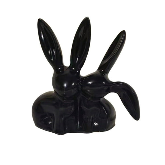 SIYTUAU Figurine de Couple Noire Lapin s'Embrassant Ornement en Résine pour Pâques et Déco Maison Design Romantique pour Présentoir d'Étagère Ou de Table Figurine de Couple Noire Lapin s'Embrassant Noir