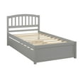 thumbnail image 3 of Hassch Wooden Bed Frame, Twin Size Platform Bed with Trundle, Solid Wood Foundation, No Box Spring Needed, Wood Slat Support, Gray, 3 of 9