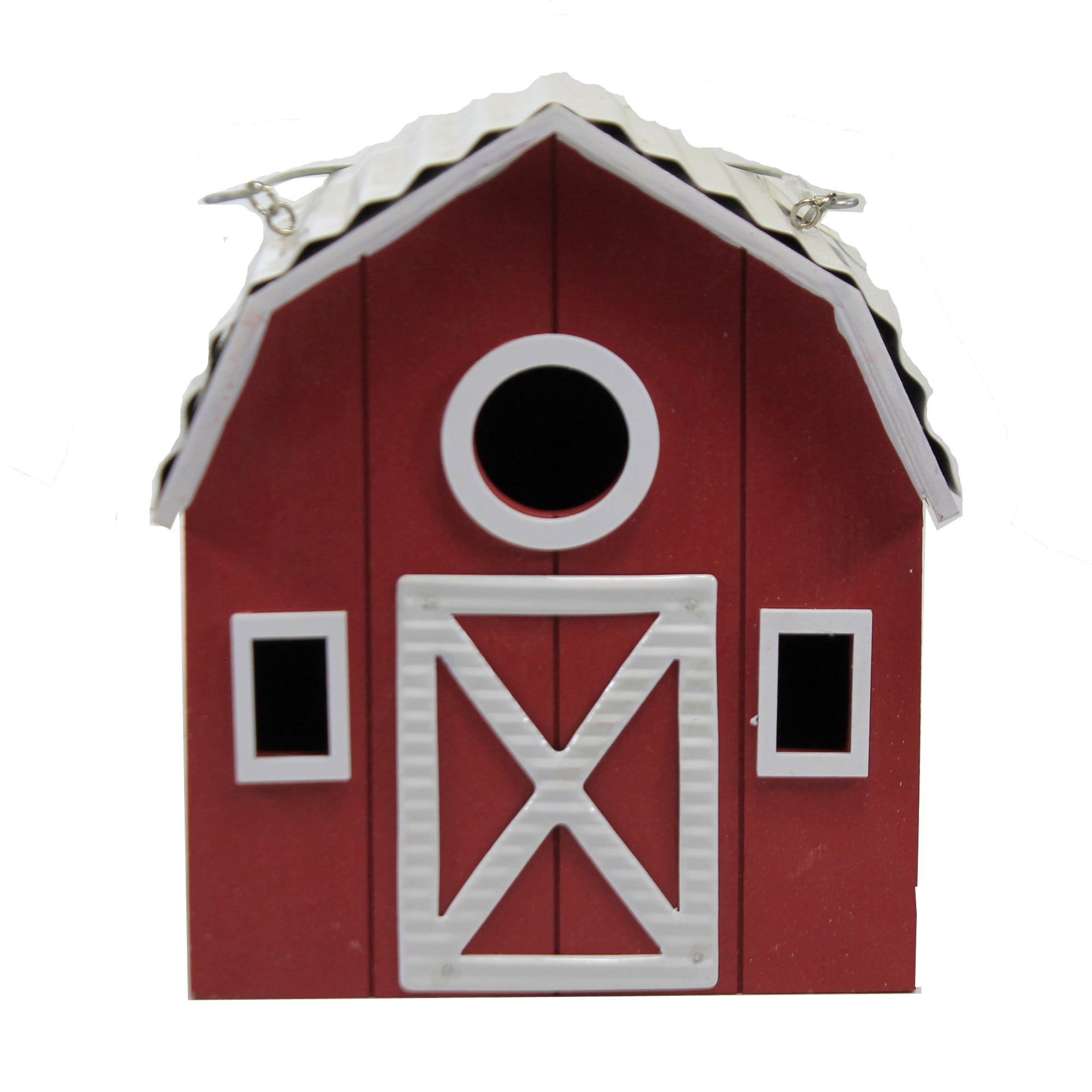 Birdhouse Patriotic Wooden Red White Stripes Patterned Tin Roof Star Opening New 