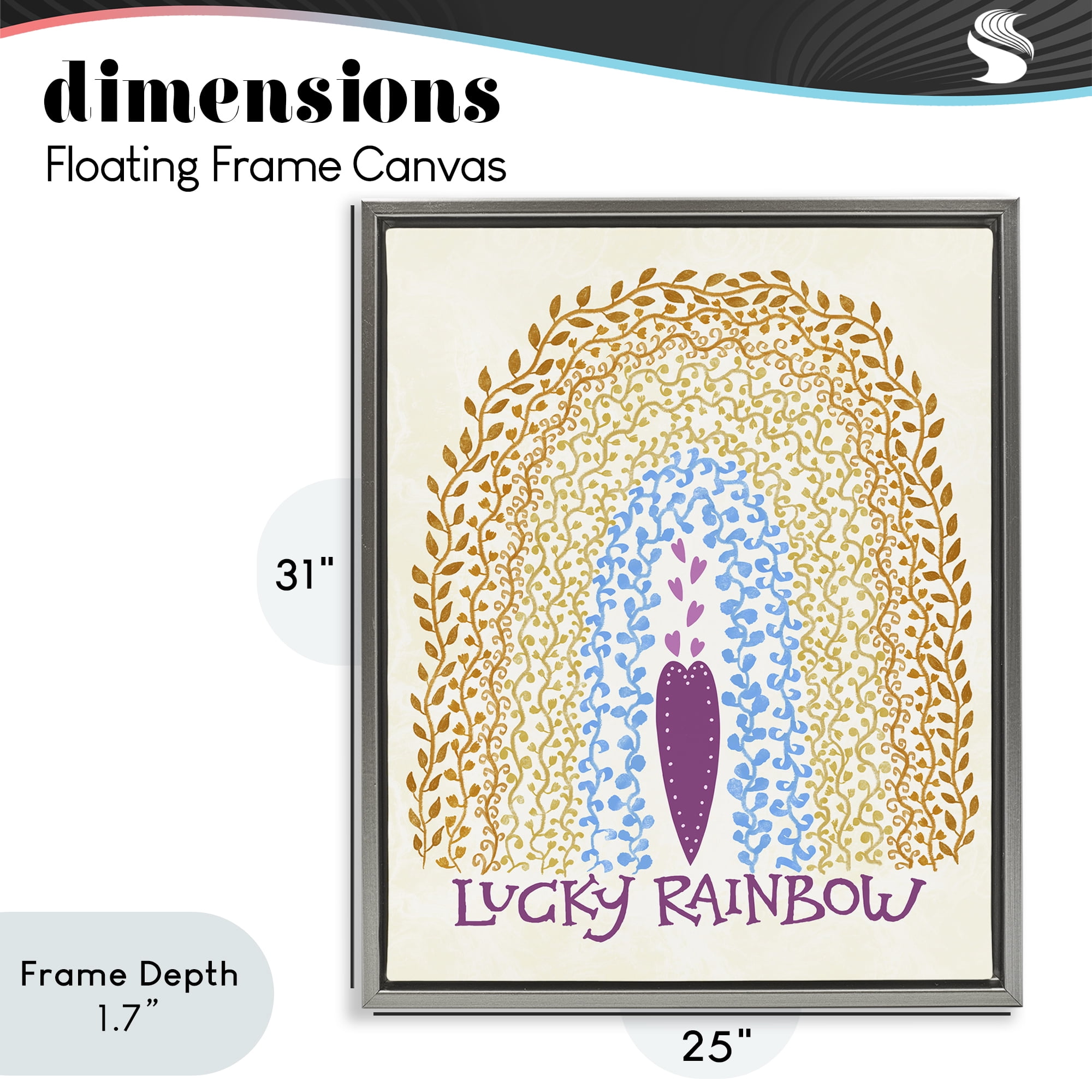 Stupell Industries Boho Lucky Rainbow Gray Framed Floater Canvas Wall Art, design by Connie Summers