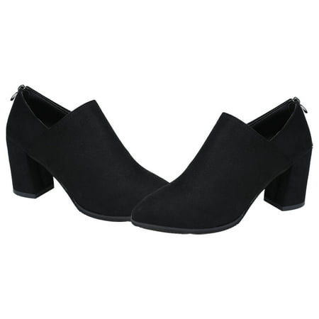 

Amosfun 1 Pair of Winter Ankle Boots Pointy Toe Shoes Chunky Heel Bootie for Woman