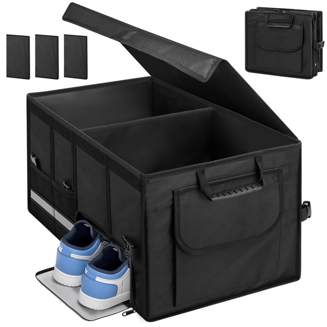 Organizador de Maletero de Auto con Gran Capacidad de 72L y Compartimento para Zapatos, Organizador de Almacenamiento de Maletero Plegable para SUV/Jeep/Sedán, Accesorios de Auto Impermeables para Mu