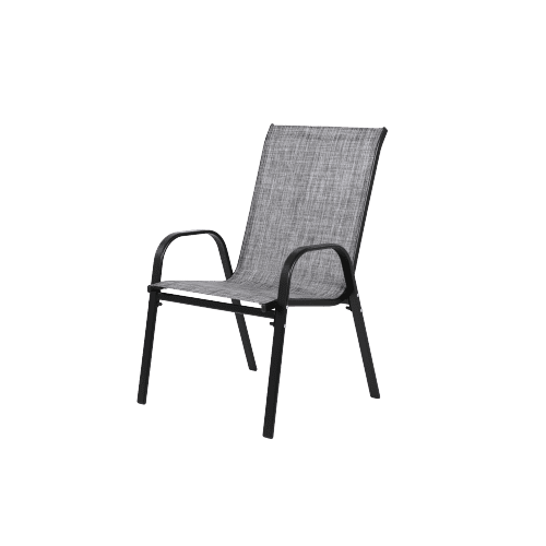 Outdoor Dining Chair Set of 4, All-Weather Patio Dining Chair with High Backrest and Metal Frame, Indoor Outdoor Chairs for Bistro, Deck, Backyard, Porch,Gray