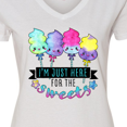 thumbnail image 4 of Inktastic I'm Just Here for the Sweets with Spun Sugar Candy Women's V-Neck T-Shirt, 4 of 5