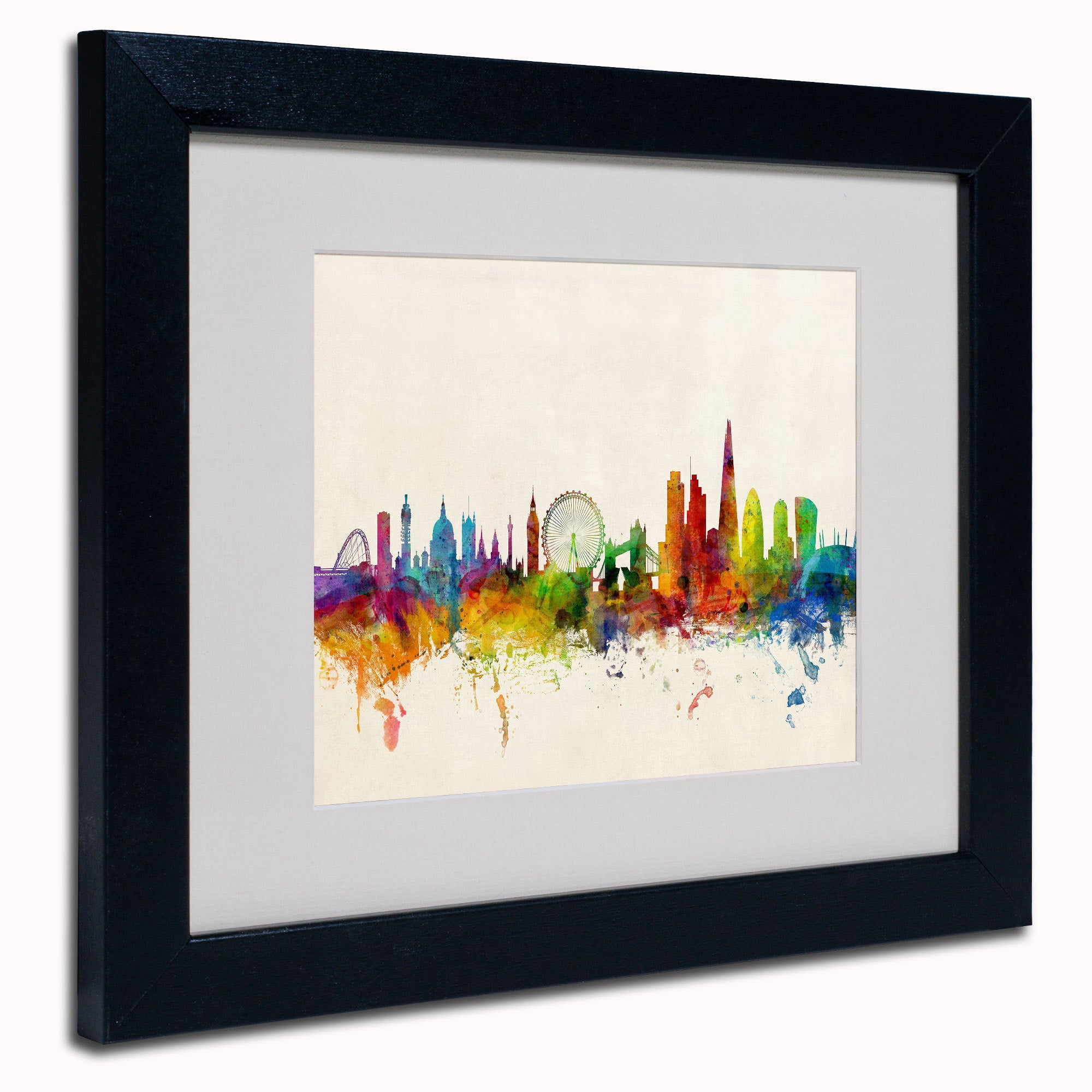 Trademark Michael Tompsett "London England Skyline VII" Art White Matte W/Wood Frame 16" x 20"