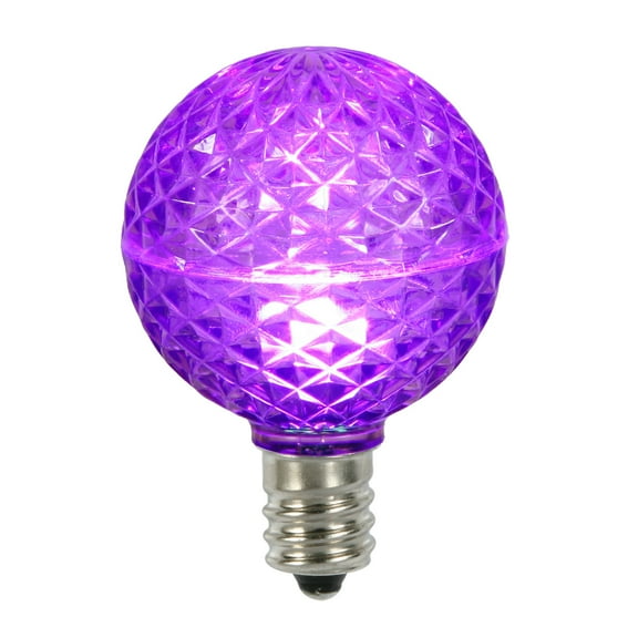 Vickerman G50 LED Purple Faceted Replacement Bulb, E17/C9 Nickel Base, 10 Bulbs per Pack.