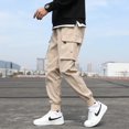 thumbnail image 3 of Pantalones de mono de Color sólido para hombre a la moda, pantalones de chándal informales sueltos, pantalones deportivos para hombre, 3 of 5