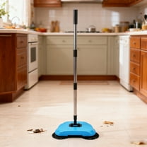 Hand-propelled sweeper long-handle rotating broom, efficient hand-swept broom for home cleaning of carpet and hard floor surfaces (blue)