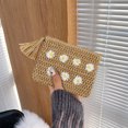 thumbnail image 1 of Bolso De Mano De Paja Handvävd clutchväska för kvinnor Daisy Flowers Summer Straw Beach Bag (ljusbrun), 1 of 7