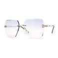 thumbnail image 3 of Womens Rimless Luxury Fashion Bevel Edge Rectangle Sunglasses Gold Blue Pink, 3 of 4