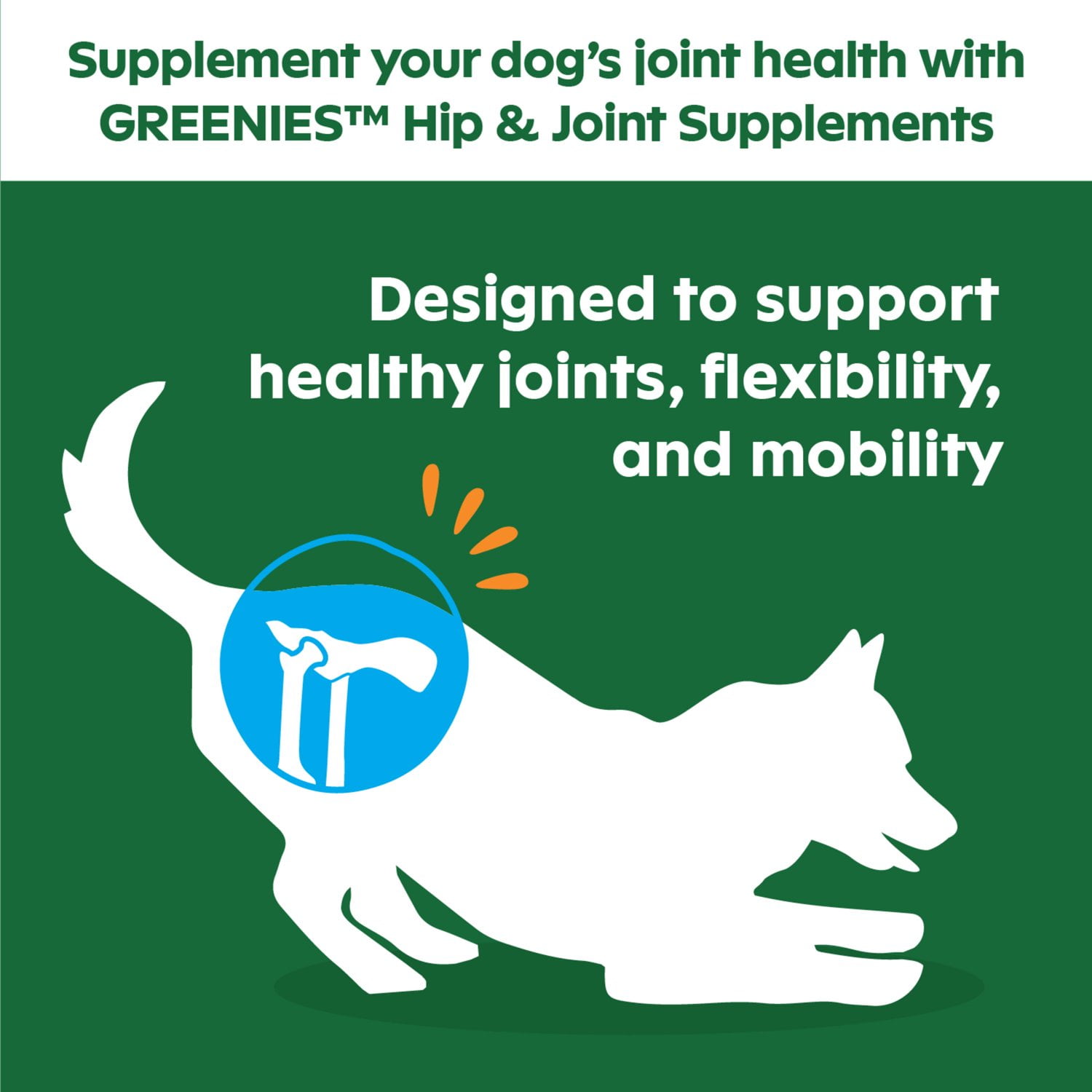 Greenies Hip and Joint Supplement Soft Chews for Dogs, Chicken Flavor, 30 Count Pouch