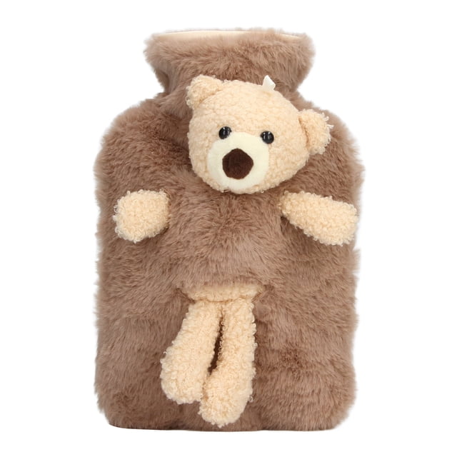 Warm Water Bag, Multifunctional Hot Water Bag Soft Flannel PVC Material 1000ml Capacity For Homes Brown,Purple