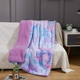 thumbnail image 2 of Homore Soft Fluffy Rainbow Throw Blanket, Cute Fuzzy Blanket for Girls Kids Bedroom,50" x 60" Blue Purple, 2 of 11