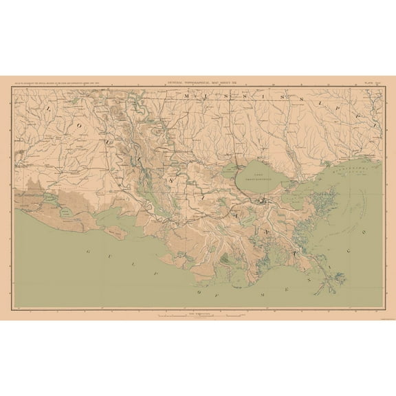 Historical Civil War Map - Louisianna Mississippi Coastal Theatre - Bien 1894 - Vintage Wall Art