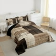 thumbnail image 3 of Manfei Modern Geometeic Square Bedding Comforter Set,Abstract Plaid Twin Comforter Sets,Brown Beige Bedding Set For Teens,Breathable Home Decor Reversible,2-Piece, 3 of 8