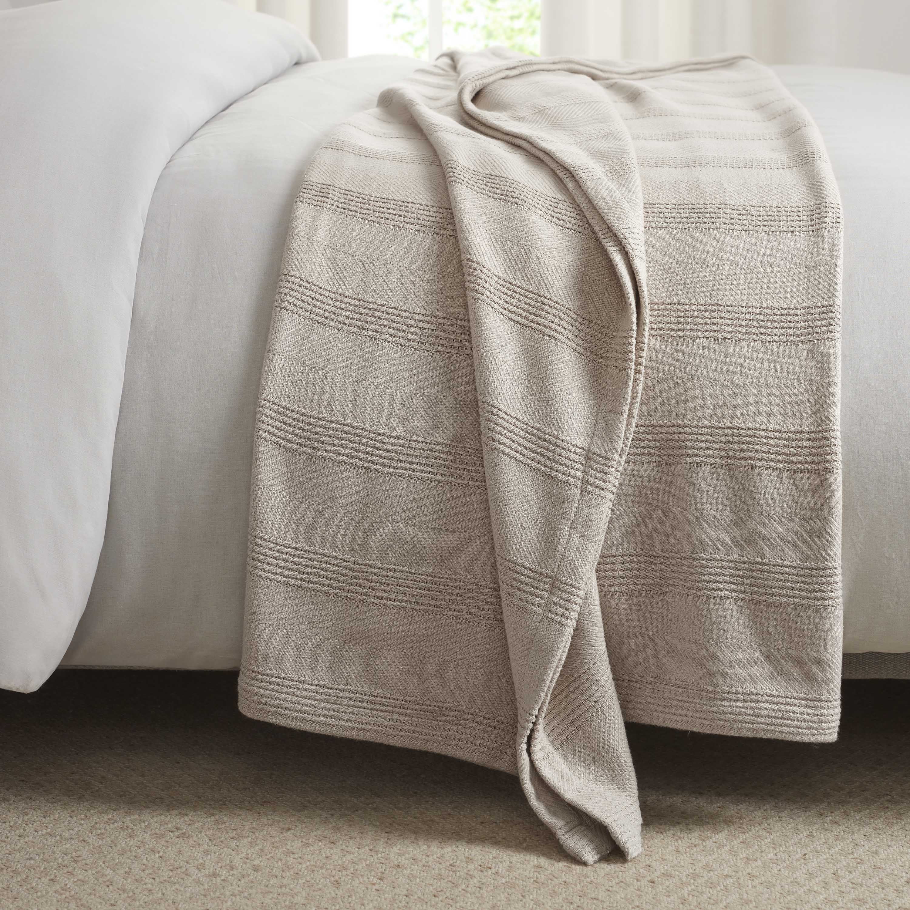 Lightweight Breathable 100% Cotton Knit Blanket – All-Season Bed Blanket – Twin Size – Mink