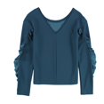 thumbnail image 2 of bar III Blusa sin mangas con volantes para mujer, azul, pequeña, 2 of 2