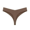 thumbnail image 4 of Ashirexll Thongs for Women, Silk Underwear for Women Low Waist Solid Color Seamless No Show Stretch Thong Panties Brown XXL, 4 of 6