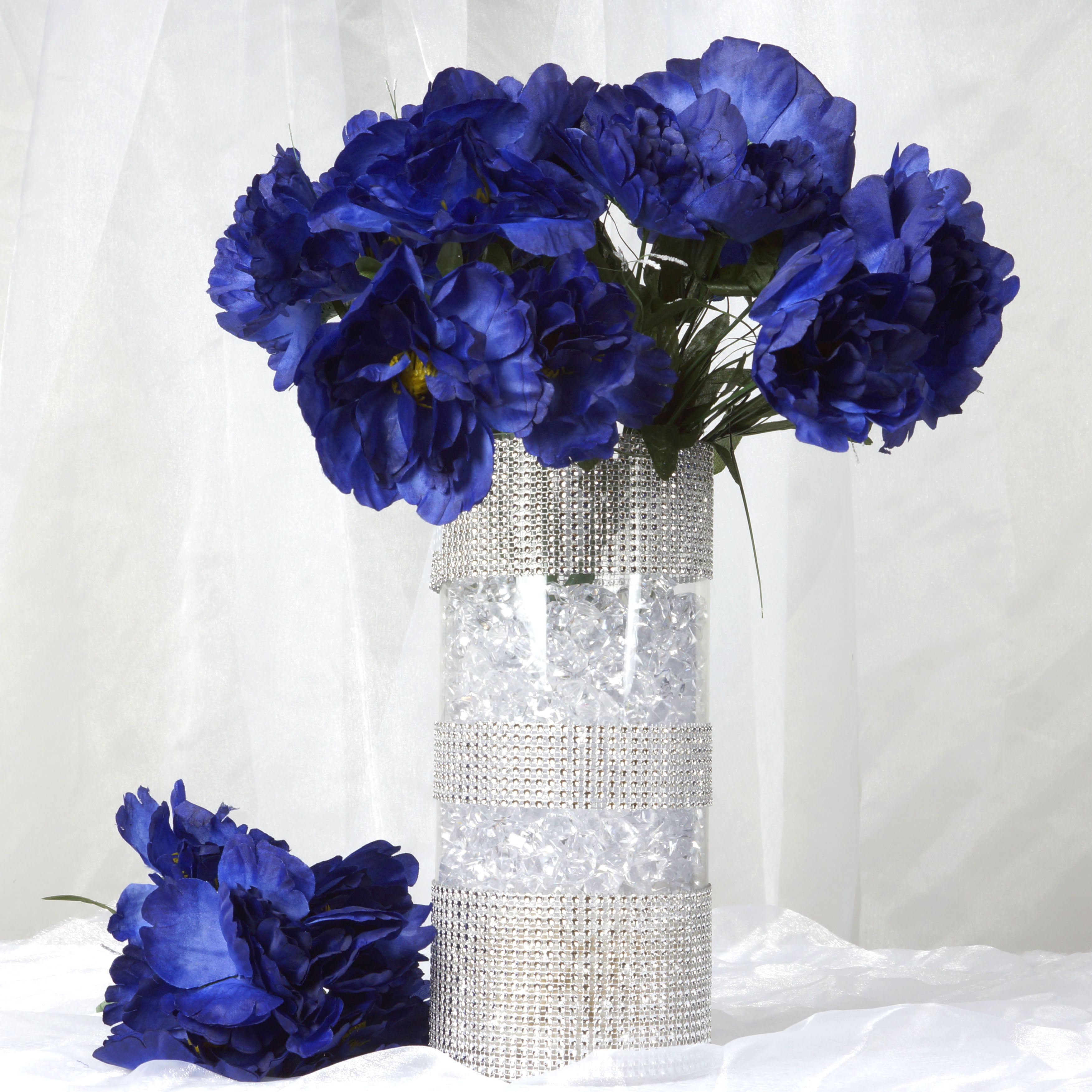 60 Roses Dark Blue Buds Silk Wedding Bouquet Centerpiece Bridal Flowers 