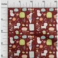 thumbnail image 1 of oneOone Cotton Flex Dark Red Fabric Floral|Rat & Cat Cartoon Sewing Fabric By The Yard Printed Diy Clothing Sewing Supplies 40 Inch Wide, 1 of 4