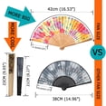 thumbnail image 5 of 1pc Hand Fan Flower Design Viola Tricolor Foldable 23cm 9inch with Bamboo Rib and Cotton Pouch, 5 of 5