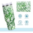 thumbnail image 6 of 30 oz Tumbler with Handle Lid and Straw Insulated Water Tumbler Stainless Steel Water Cup Mug Bottle Reusable Cup Holder Friendly Watercolor Green Leaves, 6 of 6