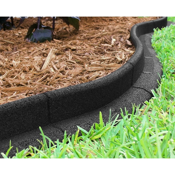 Eco Border 3 X 48 Black Rubber No Dig, How To Apply Garden Edging