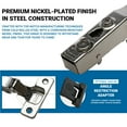 thumbnail image 5 of DTC 2-Pack Pivot Pro C-80 Series Clip-On 110 Degree Opening Angle, Screw-On Mounting, 45mm Screw Hole Distance , Full Overlay Soft Closing Hinge, Nickel Plated Finish, 5 of 9