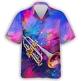 thumbnail image 5 of Camisa hawaiana con estampado de instrumentos musicales para hombre, camisas hawaianas con estampado 3D de flores coloridas, blusas casuales de verano de manga corta con solapa, 5 of 5