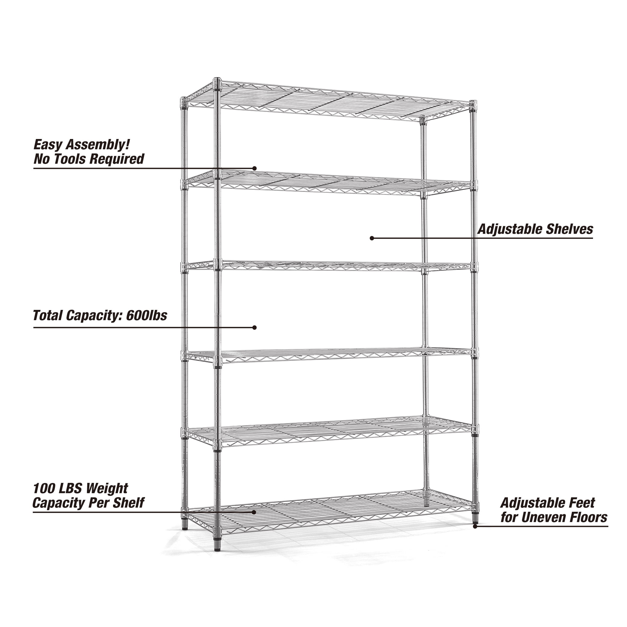 WorkPro 6-Tier Chrome Wire Shelving