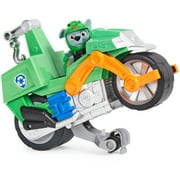 PAW Patrol, Moto Pups Rocky’s Deluxe Pull Back Motorcycle Vehicle with Wheelie Feature and Figure