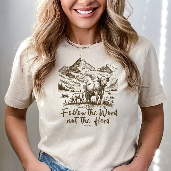 Follow The Word Not The Herd Shirt, Isaiah 8:11-13 Shirt, Bible Verse Shirt, Christian Country Gift, Western Cowboy Tees, Western Cow Shirts