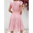 thumbnail image 2 of Pink Eyelet Cap Sleeve V-Neck A-Line Tiered Sundress For Women, 2 of 5