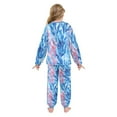 thumbnail image 3 of Fluffy Pajamas Set Fuzzy Winter Warm Pj Sets Pullover Tops and Long Pants Watercolor Kelp Pattern Large, 3 of 8