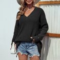 thumbnail image 5 of IROINNID Reduced Womens Sweater V-Neck Pullover Sweater Solid Color Comfy Mid-Length Long Sleeve Hollow Out Sweater Tops, 5 of 5
