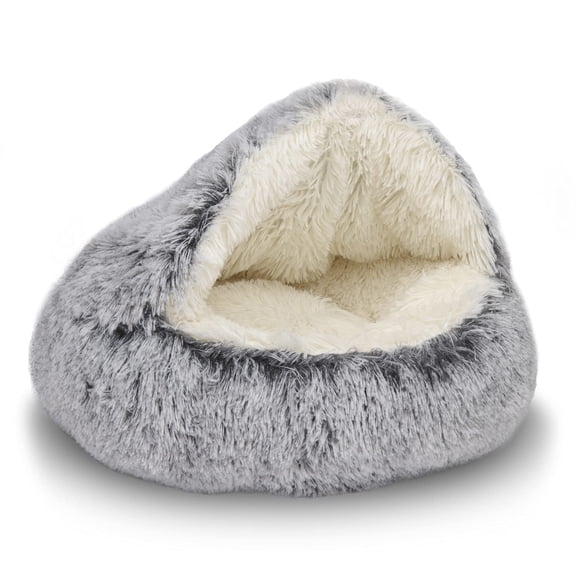 Cama redonda para gatos ShinHye, de felpa, esponjosa, con capucha, cueva, impermeable