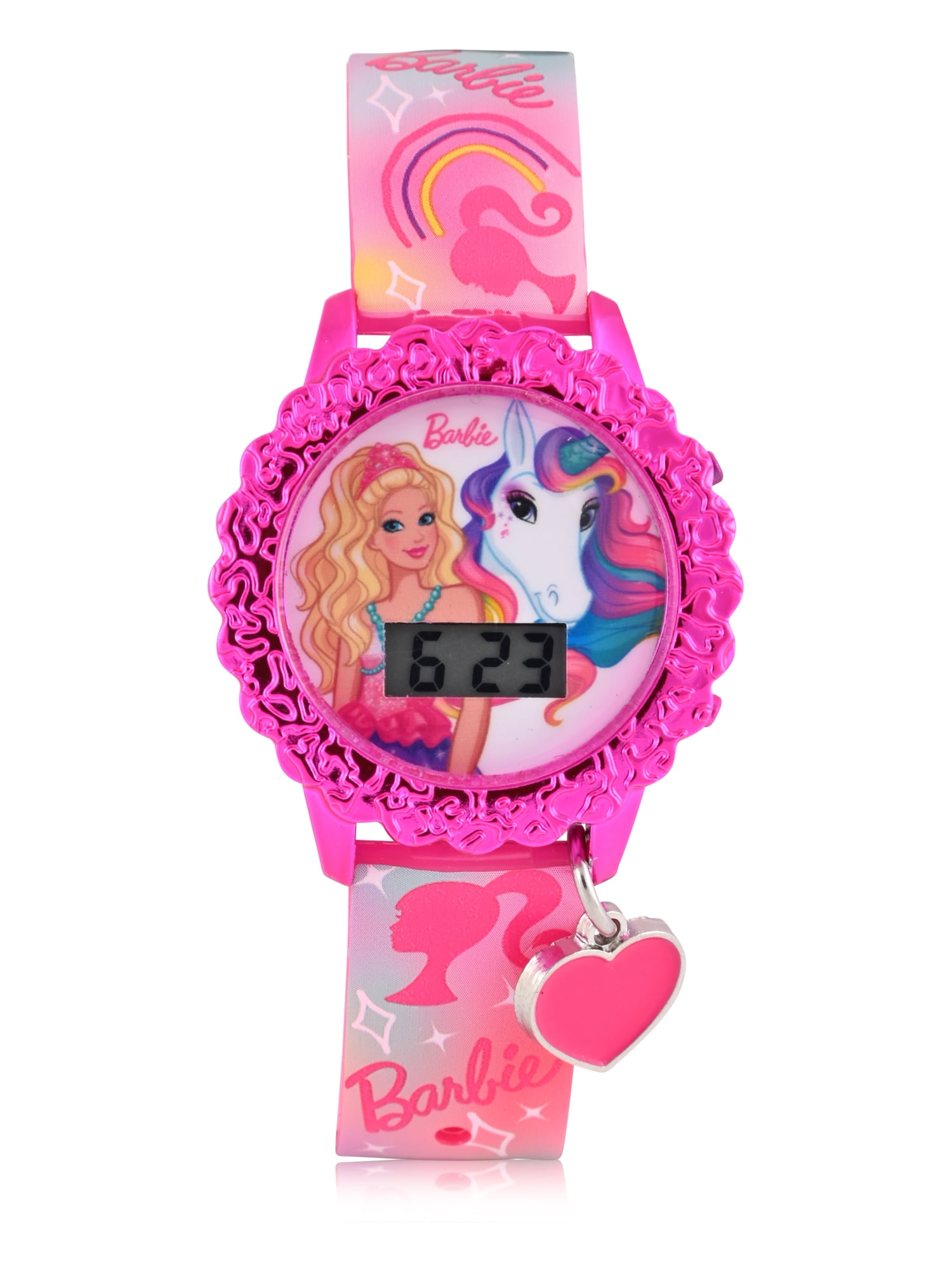 Barbie Flashing LCD Kids Watch For Ages 6 and Up With a Silicone Band By Accutime Walmart