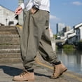 thumbnail image 3 of RUTAYY Men's Pants Retro Large Pockets Wide Leg Work Daily Wear Soft Comfortable Elegant Holiday Trousers, 3 of 7