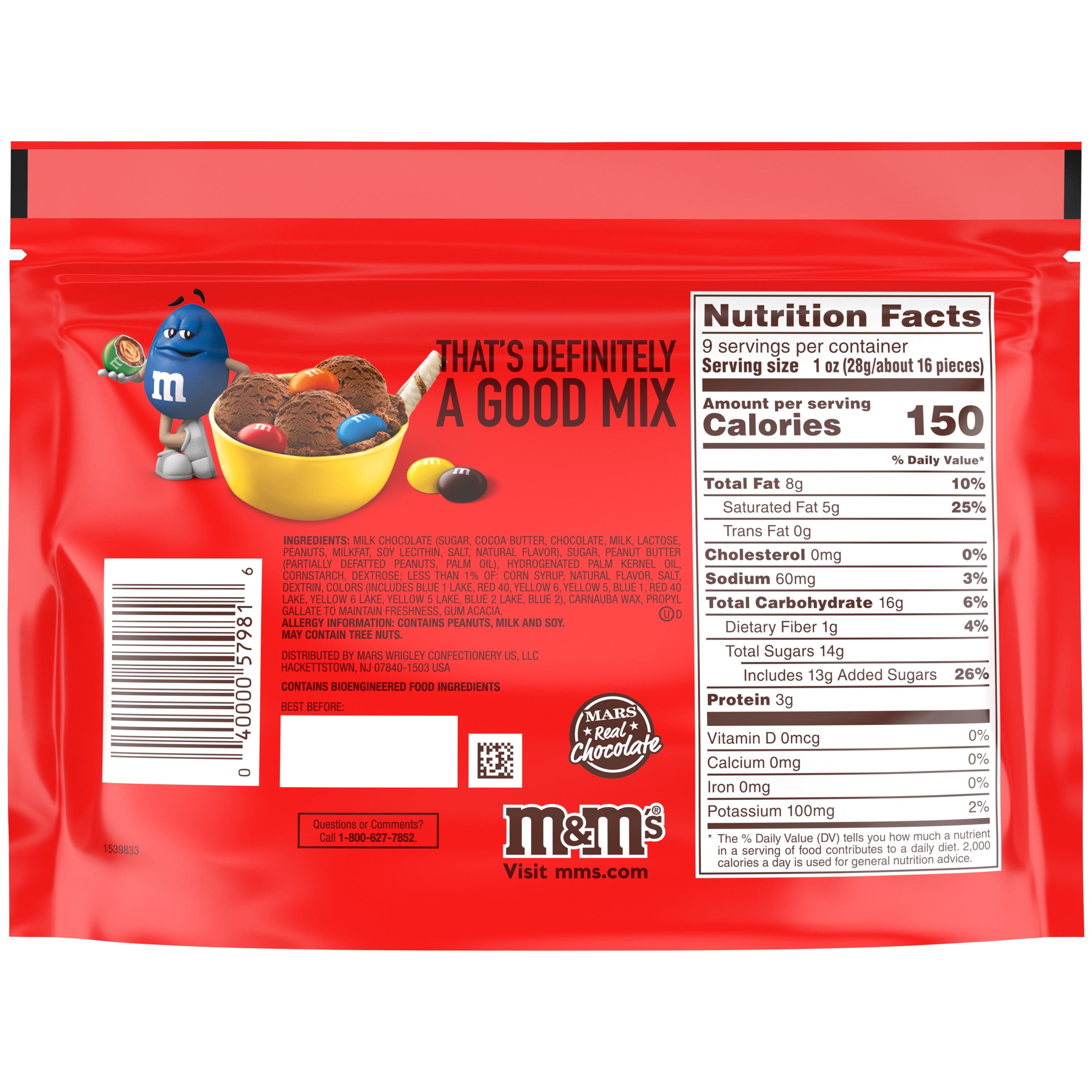 M&M S Peanut Butter Chocolate Candy Sharing Size - 9 Oz Bag (Pack of 32),  32 packs - Ralphs