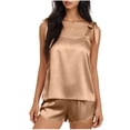 thumbnail image 2 of Maqroz Women's Satin Pajama Set Sleeveless Camisole Sleepwear Soft Silk Loungewear 2 Piece Nightwear with Shorts for Summer, 2 of 6